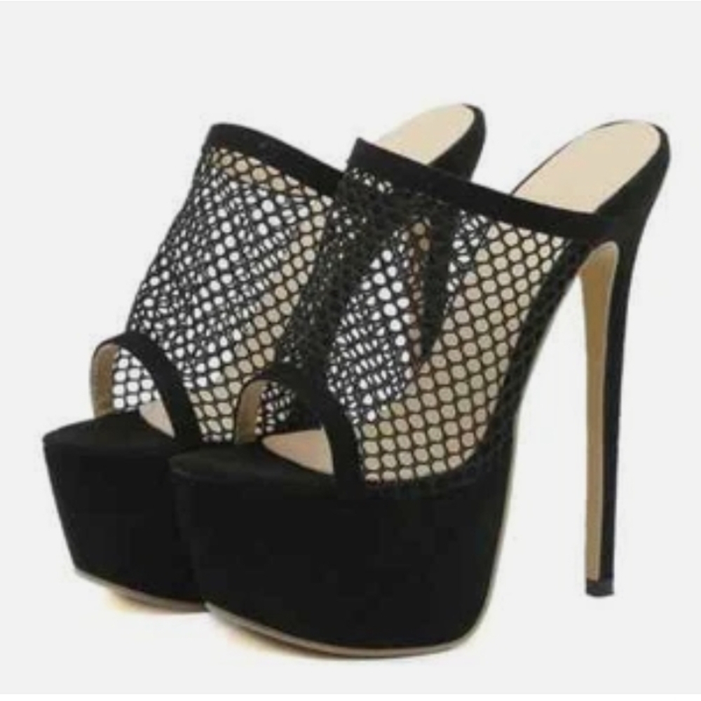 Elegant Black Mesh Stiletto Heels